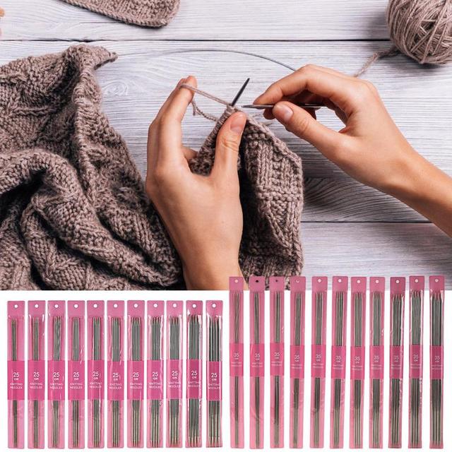 Stainless Steel Knitting Needles Double Pointed Straight Knitting Needle  For Sweaters Metal Knitting Needles For DIY Knitting - AliExpress